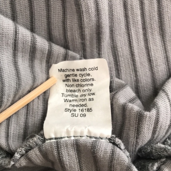 J.Crew Factory Gray Stripe Sleeveless Cotton Pocket Dress Notch Neck Small - Picture 9 of 15